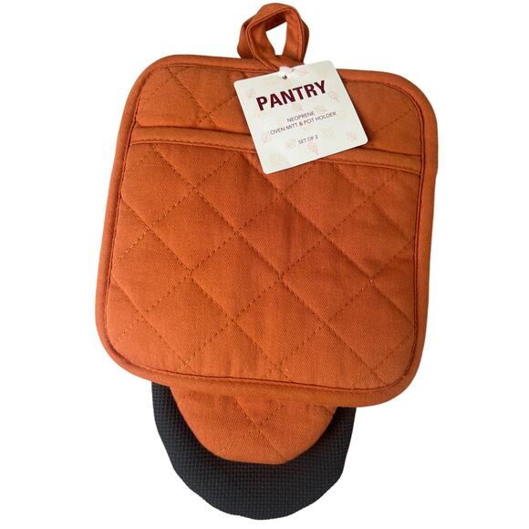 Pantry Neoprene Oven Mitt & Pot Holder Orange NWT - Picture 2 of 4